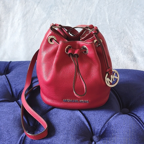 MICHAEL Michael Kors Handbags - MICHAEL MICHAEL KORS mini raspberry pebbled leather bucket bag